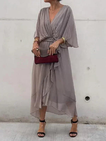 Whitney | Elegant Soft V-Neck Silk Dress for Women
