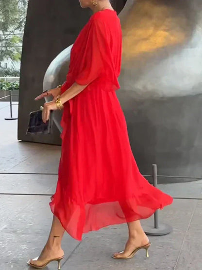 Whitney | Elegant Soft V-Neck Silk Dress for Women