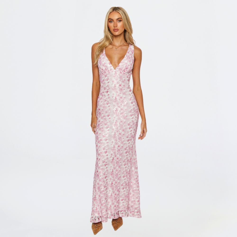 Piper | Elegant Sleeveless Wedding Dress with Floral Design for Women