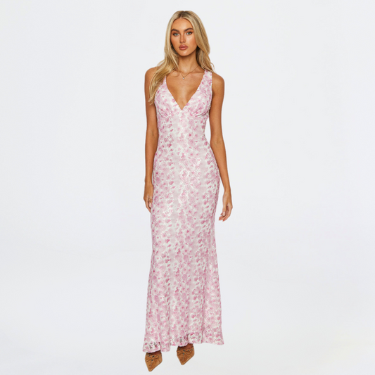 Piper | Elegant Sleeveless Wedding Dress with Floral Design for Women