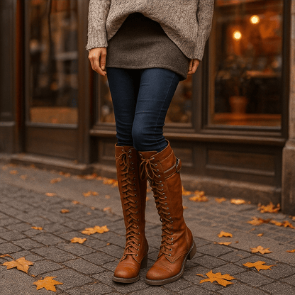 Soraya - Women's Leather - Knee-High Ankle Boots
