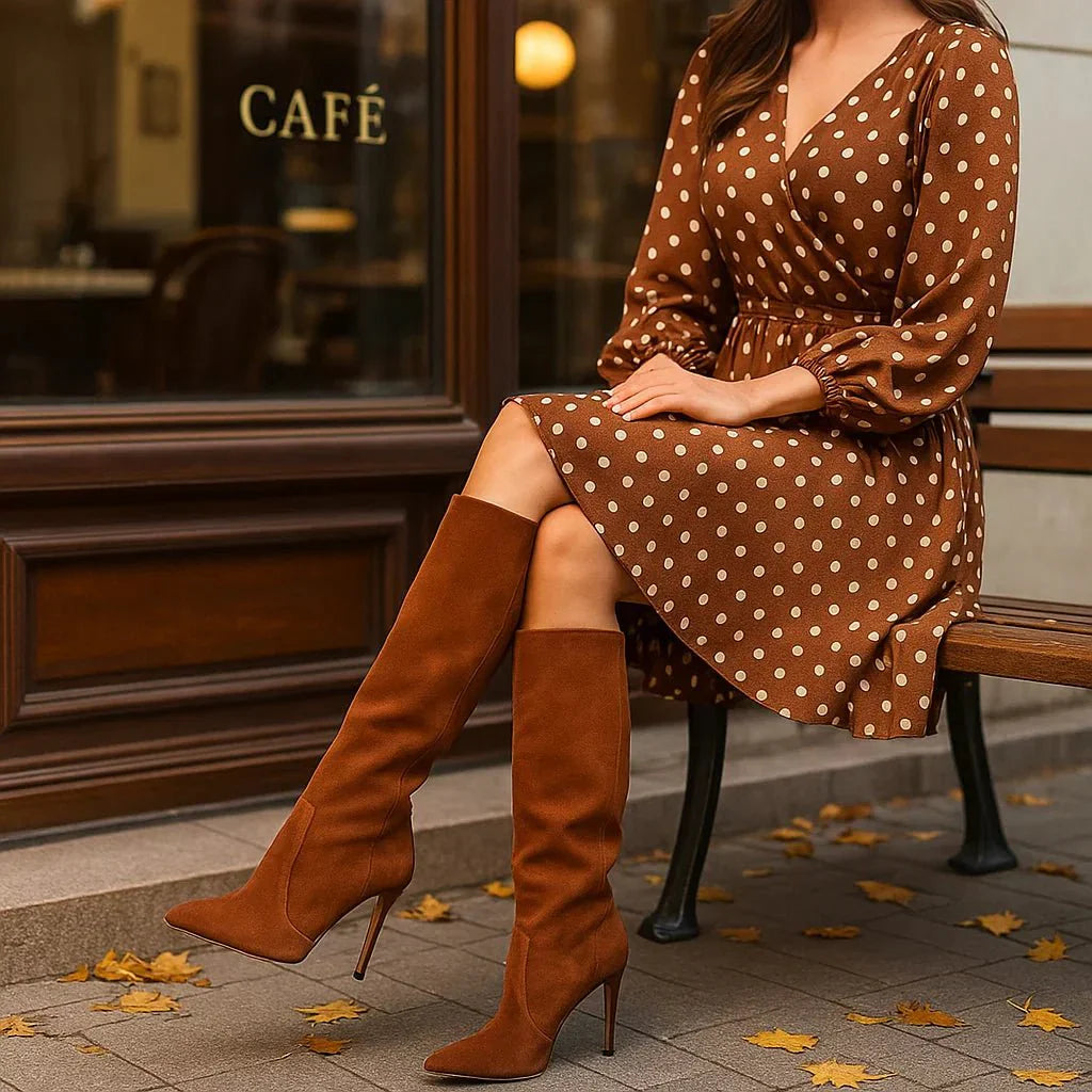 Valentina - Elegant Suede Ankle Boots - High Heels