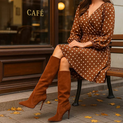 Valentina - Elegant Suede Ankle Boots - High Heels