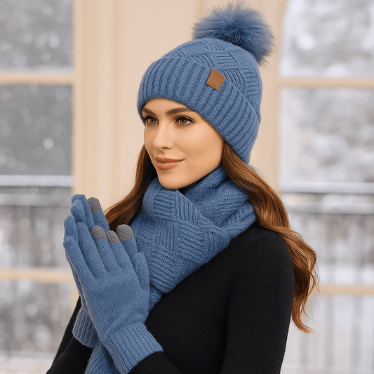 Women's Winter - Hat - Scarf - Gloves Set - Cozy Knit